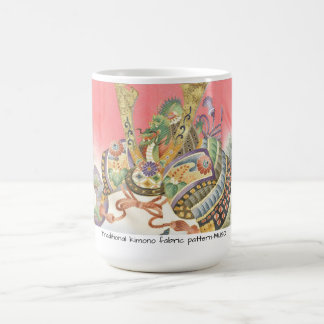 TAZA DE CAFÉ 日本の伝統的着物生地、かっこいい兜（KABUTO)のマグカップ