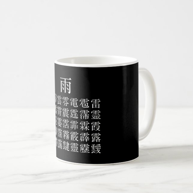 TAZA DE CAFÉ 雨 と 雨 冠 の 漢 字 (Anverso derecho)