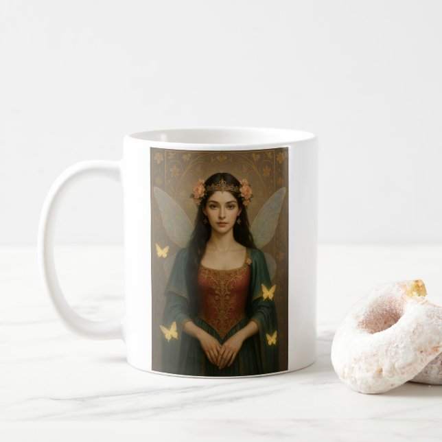 Taza De Café 001_A fairy princess in teal green and crimson. (Con donut)