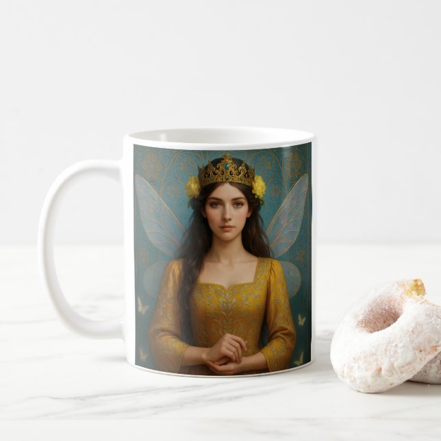 Taza De Café 007_A fairy princess in golden yellow.  (Con donut)