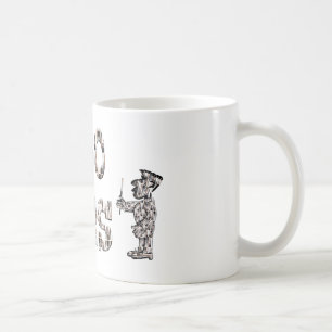 Taza De Café 10000 horas con una superposición de pinceles. 