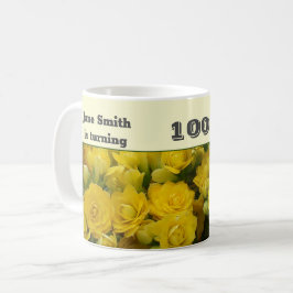 Taza De Café 100.º aniversario Floral de flores amarillas