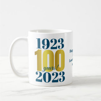 Taza De Café 100.º tazón de oro azul de cumpleaños
