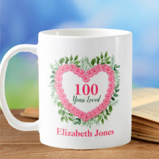 Taza De Café 100 años de amor Personalizado 100 cumpleaños Mug