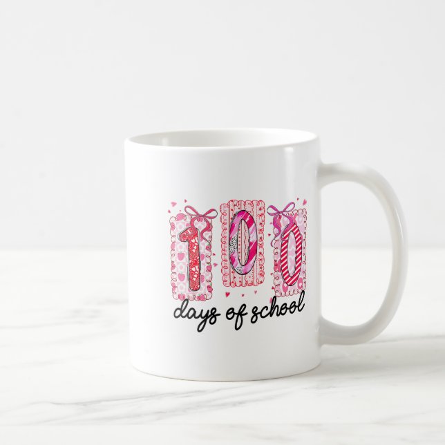 Taza De Café 100 Days Of School Coquette Valentine Girls Teache (Derecha)