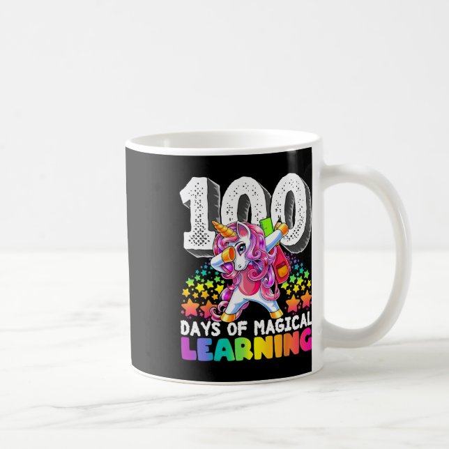 Taza De Café 100 días de aprendizaje mágico dabbing unicornio r (Derecha)