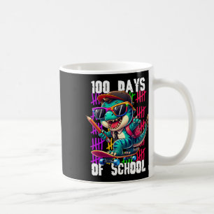 Taza De Café 100 Días De Colegio Dinosaurio Genial Patinando