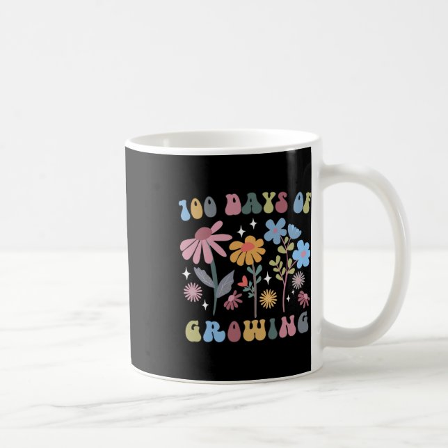 Taza De Café 100 Días De Crecimiento Retro Boho Flor 100 Días D (Derecha)