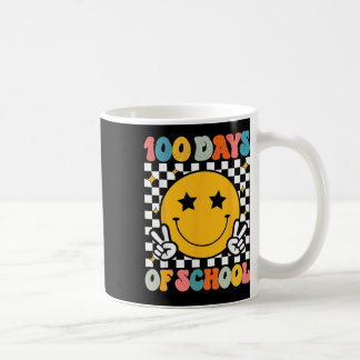 Taza De Café 100 Días De Escuela Groovy Sonríe Cara