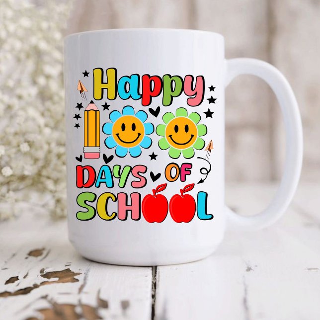 Taza De Café 100 días de escuela. Valoración del profesor. (happy 100 days of school mugs, teacher gift, teacher appreciation mug)