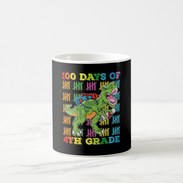 Taza De Café 100 Días De La Escuela De Dinosaurio De 4º Grado T (Centro)