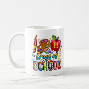 Taza De Café 100 Días De Maestra Escolar Y Niños Dando Una Band
