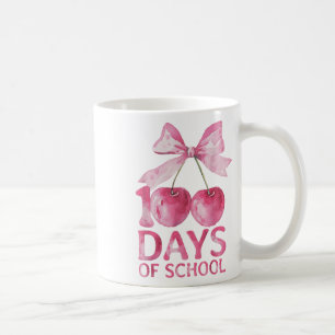 Taza De Café 100 Días Escolares Coquette Cute Cherry Bow 100