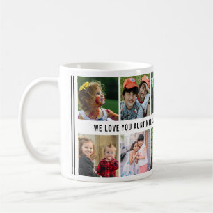 Taza De Café 10 Collages de fotos te queremos tía blanca negra