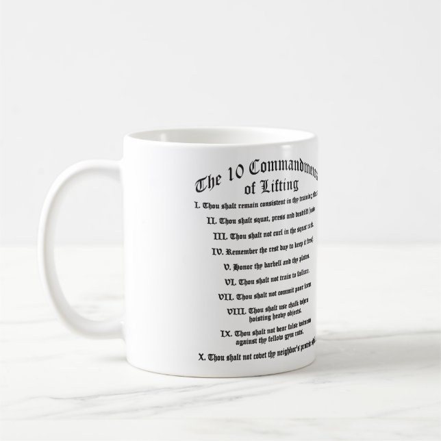 Taza De Café 10 Mandamientos de Levantamiento (Izquierda)