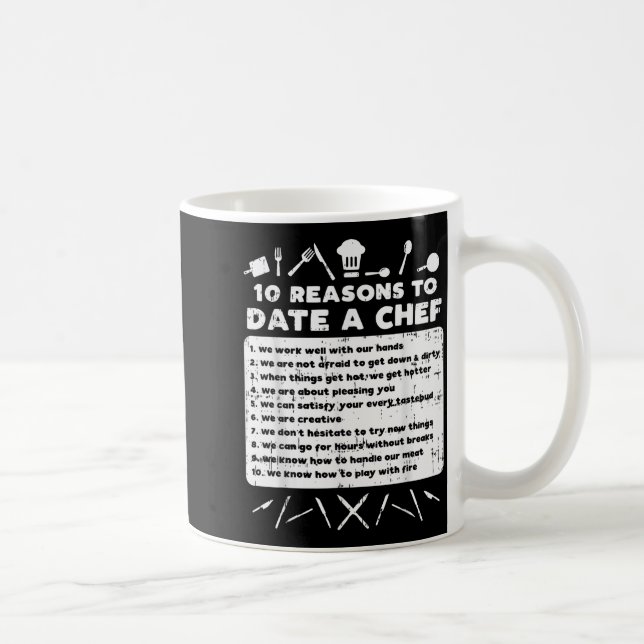 Taza De Café 10 Reasons To Date A Chef Funny Dating Cook Men Wo (Derecha)