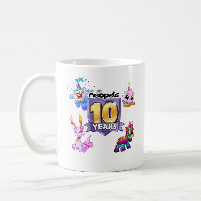 Taza De Café 10mo Logotipo del cumpleaños (Izquierda)