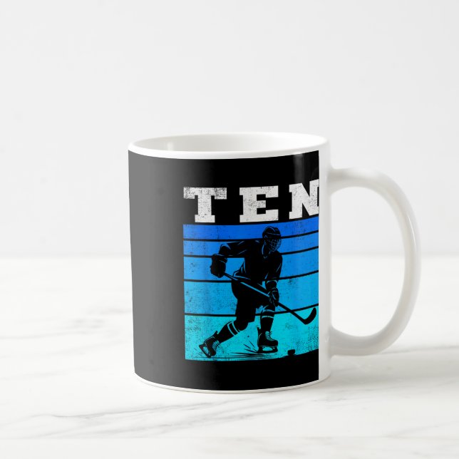 Taza De Café 10th Birthday Ice Hockey Boys Ten Hockey Birthday  (Derecha)