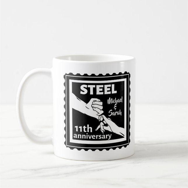 Taza De Café 11.º aniversario de bodas tomados de la mano (Izquierda)