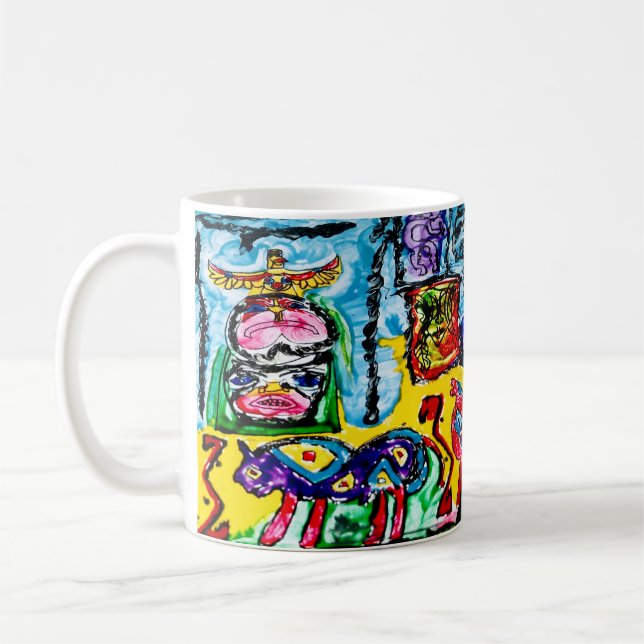 TAZA DE CAFÉ 11 OZ: BÚFALO DE PURPLE ABSTRACTO (Izquierda)
