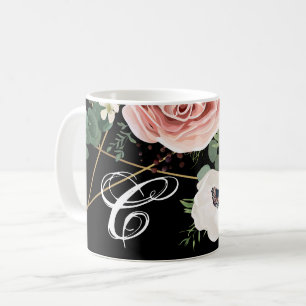 Taza De Café 11 Oz. de Coffee Mug Geometric Garden Rosa Negro