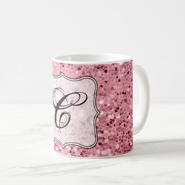 Taza De Café 11 Oz. de Coffee Mug Rosa Gold Purpurina (Anverso derecho)