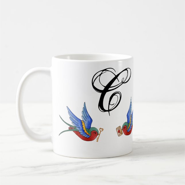 Taza De Café 11 Oz. de Coffee Mug Tradicional Tattoo Sparrow (Izquierda)