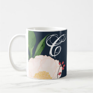 Taza De Café 11 Oz. de Flores de flores blancas de tazón de caf
