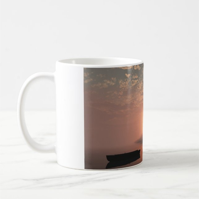 Taza De Café 11oz mug with "Misty Island" image (Izquierda)