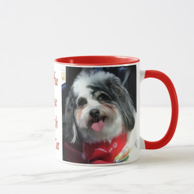 Taza de café 11oz, rojo lindo de K-ECO del perro (Derecha)
