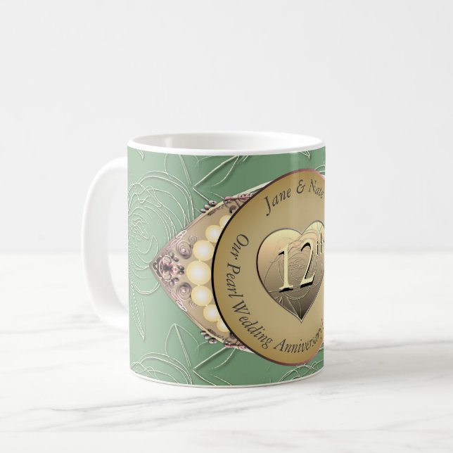 Taza De Café 12/30 Aniversario de la Perla y el Boda Verde (Anverso izquierdo)