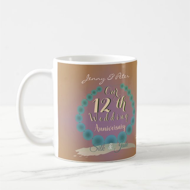 Taza De Café 12° Aniversario Boda Seda y Jade (Izquierda)