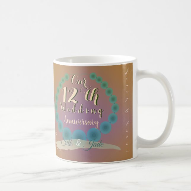 Taza De Café 12° Aniversario Boda Silk & Jade Coffee Mug (Derecha)