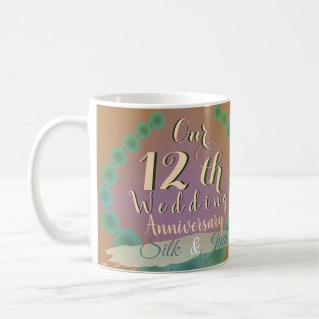 Taza De Café 12° Aniversario Boda Silk & Jade Coffee Mug (Izquierda)