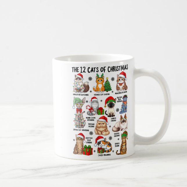 Taza De Café 12 Cats Of Christmas Funny Xmas Cat Lover Holiday  (Derecha)