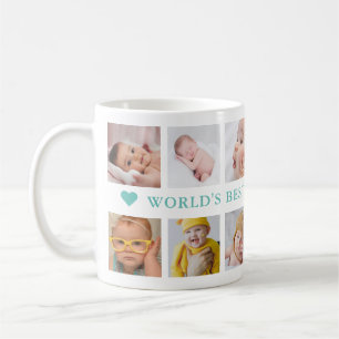 Taza De Café 12 Colaje de Fotos Verde Aguamarina Mejor Bisabuel