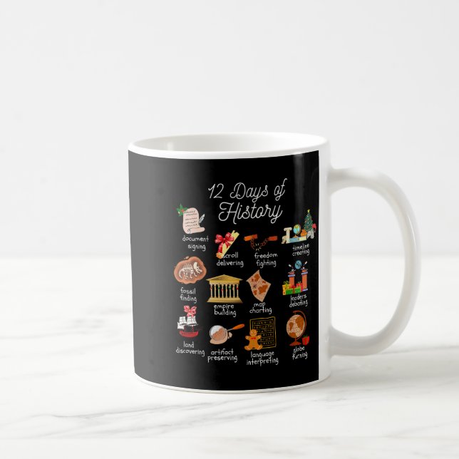 Taza De Café 12 Day Of History Teacher Christmas Social Studies (Derecha)