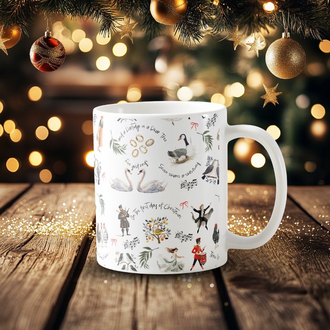 Taza De Café 12 Days of Christmas Vintage (Twelve days of Christmas vintage holiday mug
)