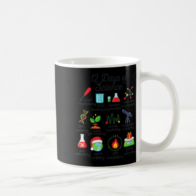 Taza De Café 12 Days Of Science Funny Science Teacher Christmas (Derecha)