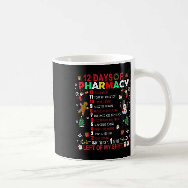 Taza De Café 12 Días De Funny Navidades Farmacéuticos Tecnológi (Derecha)
