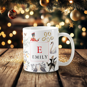 Taza De Café 12 Días de Navidad Inicial Vintage