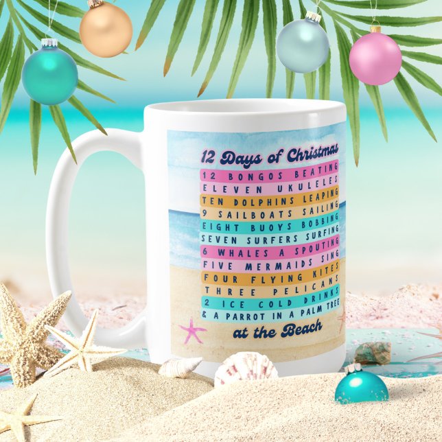 Taza De Café 12 días de Navidades en la playa tropical (Subido por el creador)