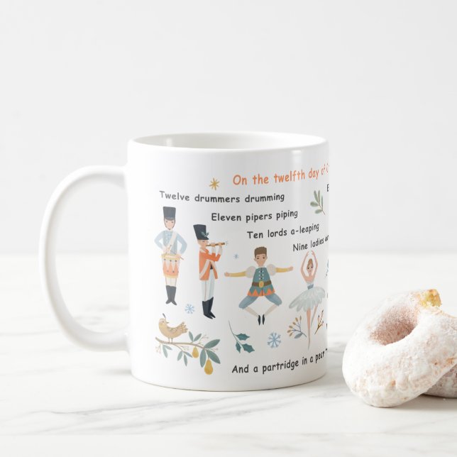 Taza De Café 12 días de Navidades feriado clásico tradicional (Con donut)