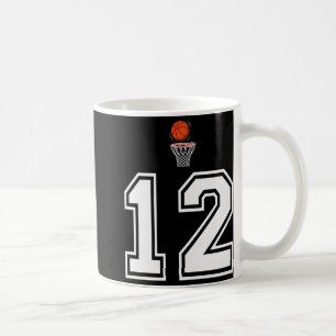 Taza De Café 12 Number Basketball Style Vintage White Premium