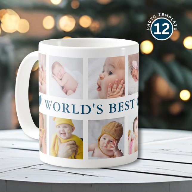 Taza De Café 12 Photo Collage Ocean Blue World's Best Grandpa (Subido por el creador)