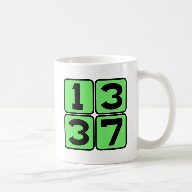 Taza De Café 1337 Leet Leetspeak Eleet Meme de Internet Argot (Derecha)