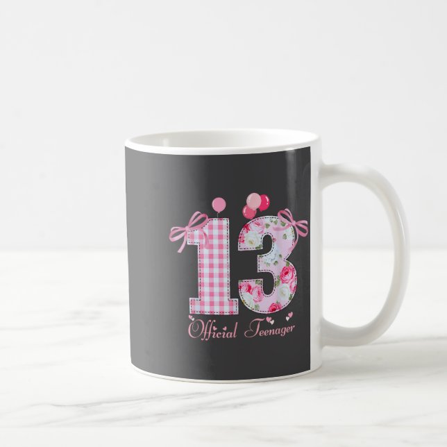 Taza De Café 13th Birthday Teenager Coquette Bow 13 Year Old  (Derecha)