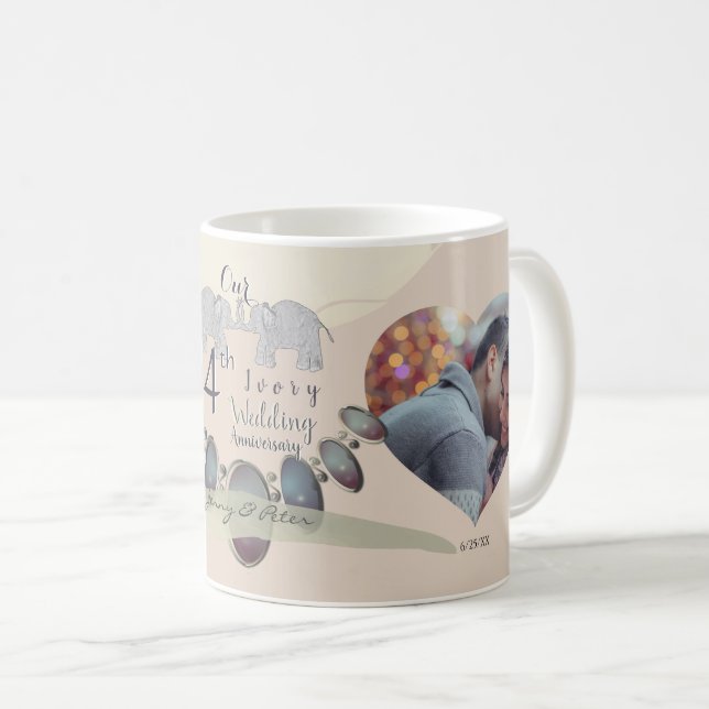 Taza De Café 14° Aniversario Boda de Marfil  (Anverso derecho)