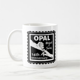 Taza De Café 14° aniversario de boda Opal tradicional
