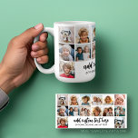 Taza De Café 14 Cuadrícula de Collage de fotos - 2 Cuadros de t<br><div class="desc">Usa 14 fotos de SQUARE para crear un fotomontaje personal. Este diseño moderno y limpio incluye 2 bloques de texto: 1 en un guión moderno y 1 en una fuente san serif para añadir un nombre o un nombre de familia. El color de fondo y las fuentes se pueden cambiar...</div>